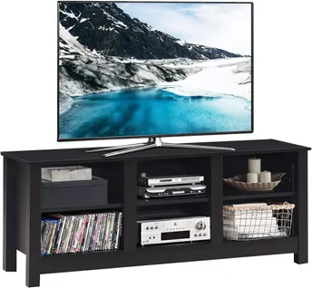 Meuble/banc TV, 135 X 39,5 X 54 Cm, Avec 2 Étagères De Rangement Noir