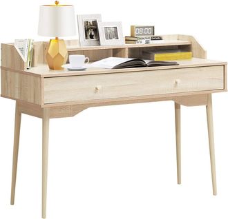 Bureau Moderne Avec Tiroiret Étagère, 120 X 50 X 93 Cm, Table D'écriture