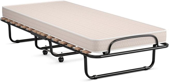 Lit Pliant, Lit Pliant D'appoint Avec Matelas En Mousse De 6,5 Cm Épais, Lit Portable Sur Roulettes