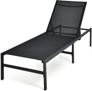 Transat Inclinable/chaise Longue De Jardin-dossier Réglable  198x63,5x35cm, Charge 150 Kg, Noir