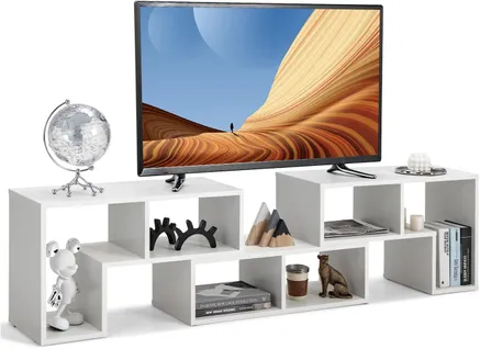 Meuble TV Moderne Combination Libre 3 Pièces, Étagère Multi-fonctionnelle,140x30x43cm, Blanc