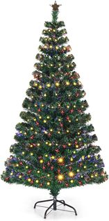 Sapin De Noël LED 180 Cm Avec 230 Lumières 8 Modes D’illuminations À Fibre Optique Pré-éclairé