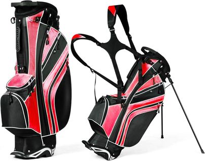 Sac De Golf Léger Et Portable Avec 5 Compartiments Poches Isothermes  Noir Et Rouge