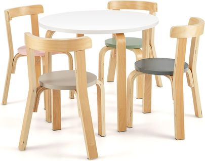 Table D'enfant Ronde Avec 4 Chaises Pour Enfants 4 Ans +, Style Scandinave, Esemble Table Et Chaise