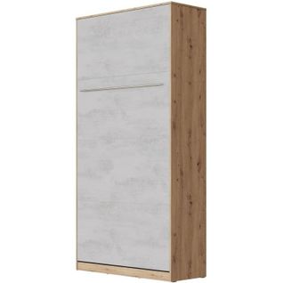 Lit Escamotable +2 Placards V 90x200+(80x2)cm Standard Chêne Sauvage/béton