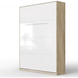 Lit Escamotable +2 Placards V 140x200+(80x2)cm Standard Chêne Sonoma/blanc Brillant