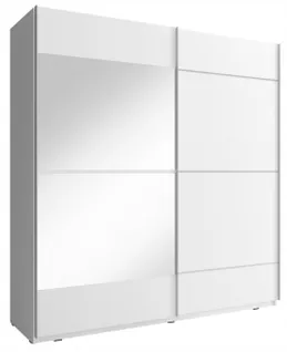 Armoire Placard 200x63x214cm Porte Coulissante Penderie Et Étagères Blanc Mat Modèle Miki 4