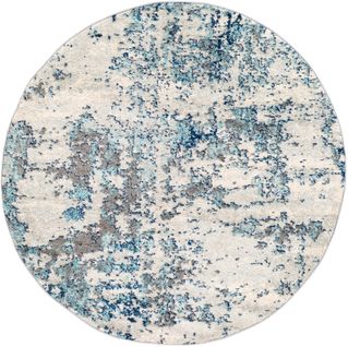 Tapis Rond Abstrait Moderne Bleu/gris/blanc Ø 160