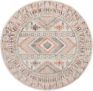 Tapis Rond Scandinave Bohème Multicolore/rose Ø 160