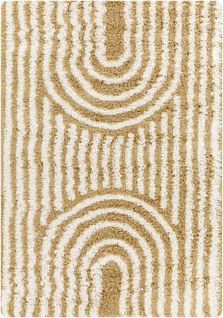 Tapis Shaggy Scandinave Blanc/ocre 160x220