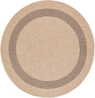 Tapis Rond Extérieur/intérieur Aspect Jute Beige/noir Ø 100