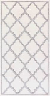 Tapis De Couloir - Oriental Marocain - Blanc Et Gris - 80x150cm