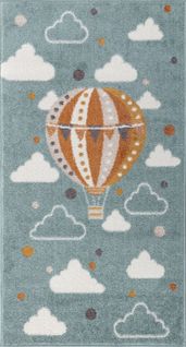 Tapis Enfant Montgolfière Nuages Multicolore/bleu 80x150