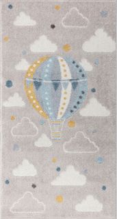 Tapis Enfant Montgolfière Nuages Multicolore/gris 80x150