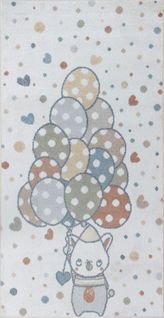 Tapis Enfant Lavable En Machine Ballons Multicolore/beige 80x150