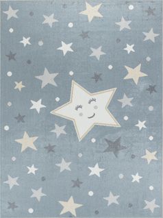 Tapis Enfant Lavable En Machine Étoiles Bleu/beige 120x170