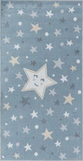 Tapis Enfant Lavable En Machine Étoiles Bleu/beige 80x150