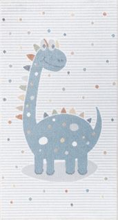 Tapis Enfant Lavable En Machine Dinosaure Beige/gris 80x150