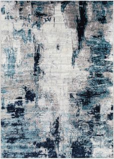 Tapis De Couloir Abstrait Moderne Bleu/blanc/gris 80x220
