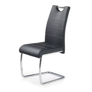 Chaise Design Simili Cuir Et Acier Chromé Jakarta - Noir