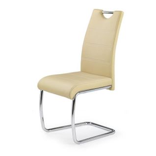 Chaise Design Simili Cuir Et Acier Chromé Jakarta - Beige