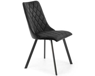 Chaise De Salle à Manger Capitonnée En Velours Noir Oduna