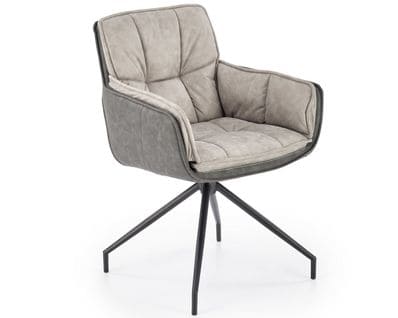 Chaise Bi Matière Éco-cuir Et Tissu Gris Clair Doe