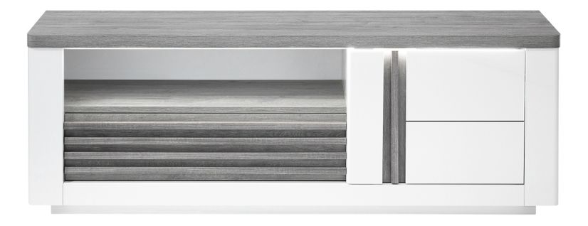 Meuble TV L150 cm VERTIGO blanc/chêne gris