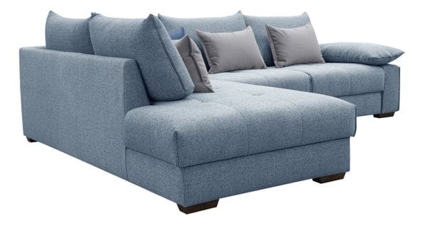 Canapé d'angle gauche CASLAN tissu bleu