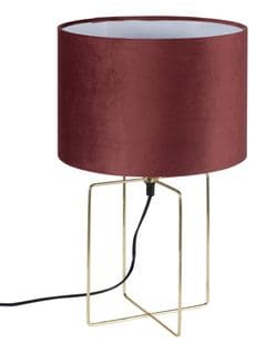 Lampe laiton et velours 46 cm TANNAZ Bordeaux