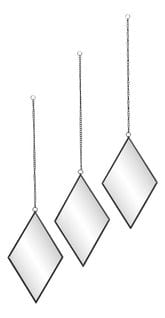 Set de 3 miroirs 20X15 cm DIAMANT Noir