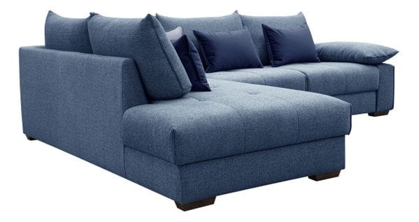 Canapé d'angle gauche CASLAN tissu bleu foncé 22