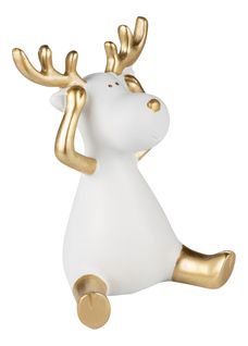 Statue Cerf H12 cm OPA Blanc