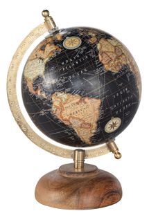 Globe en bois H 24 cm  Noir