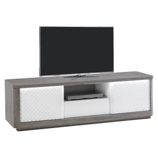 Meuble TV L.170 cm CARTESIA imitation chêne gris et blanc