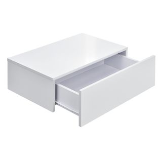 Lot De 2 Tables De Nuits Chevet Étagères Murales Pour Chambre à Coucher Avec 2 Tiroirs 46 Cm Blanc