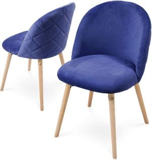 Lot De 2 Chaises De Salle À Manger En Velours Pieds En Bois Hêtre Style Moderne Chaise Scandinave