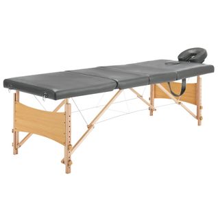 Table De Massage Avec 4 Zones Cadre En Bois Banc De Massage Appuie-tête Accoudoir Réglable Lit De M