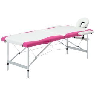 Table De Massage Pliable 2 Zones Inox Blanc Et Rose 02_0001804