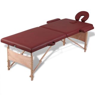 Table Pliable De Massage 2 Zones Avec Cadre En Bois Rouge 02_0001893