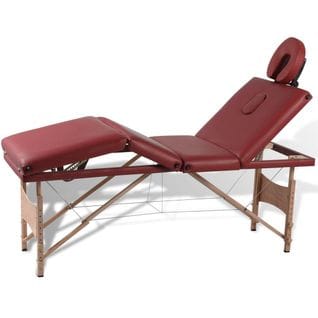 Table Pliable De Massage 4 Zones Avec Cadre En Bois Rouge 02_0001897