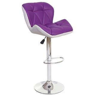 Tabouret De Bar Chaise De Comptoir Hauteur Réglable En Synthétique Violet Cadre En Acier Chromé 04_