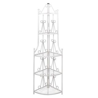 Etagère D'angle 5 Niveaux Acier Blanc Intérieur Ou Extérieur Pour Plantes Fleurs 2702004