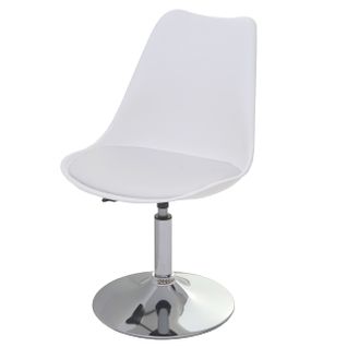 Chaise Pivotante De Cuisine Salle à Manger Réglable En Hauteur Synthétique Blanc Pied Chromé 04_000