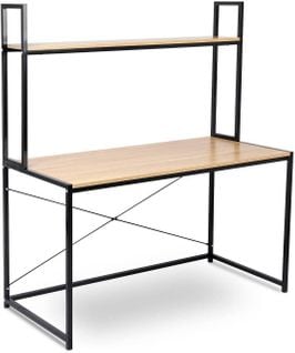 Bureau Adulte Avec Étagère Au Design Pratique 120 Cm Couleur Chêne Clair 19_0000007