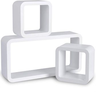 Lot De 3 Cubes Modèle Étagère Murale Blanc 19_0000431