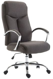 Fauteuil De Bureau XL Mécanisme D'inclinaison Pivotant En Tissu Gris Foncé Et Métal Chromé