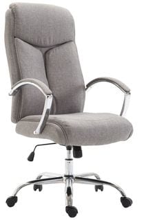 Fauteuil De Bureau XL Mécanisme D'inclinaison Pivotant En Tissu Gris Et Métal Chromé