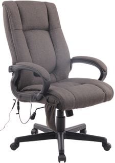 Fauteuil De Bureau XL Fonction Massage Avec Accoudoirs Mécanisme D'inclinaison Plastique Tissu Gris