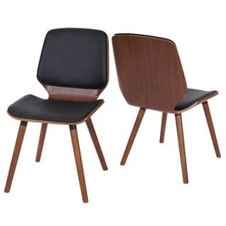 2x Chaises De Salle à Manger En Bois Courbé Design Rétro Noyer Synthétique Noir 04_0000216